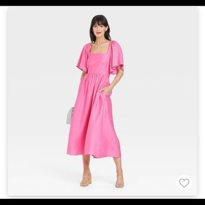 Womens flutter sleeve tie back dress